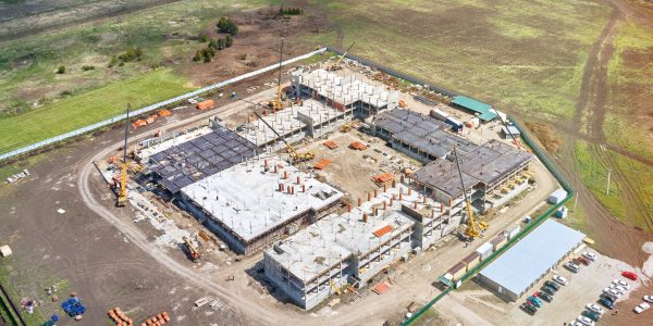 aerial view of school construction