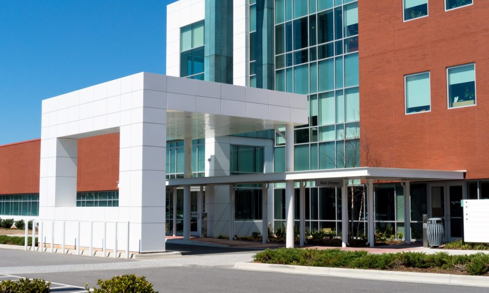 The modern medical building main entrance